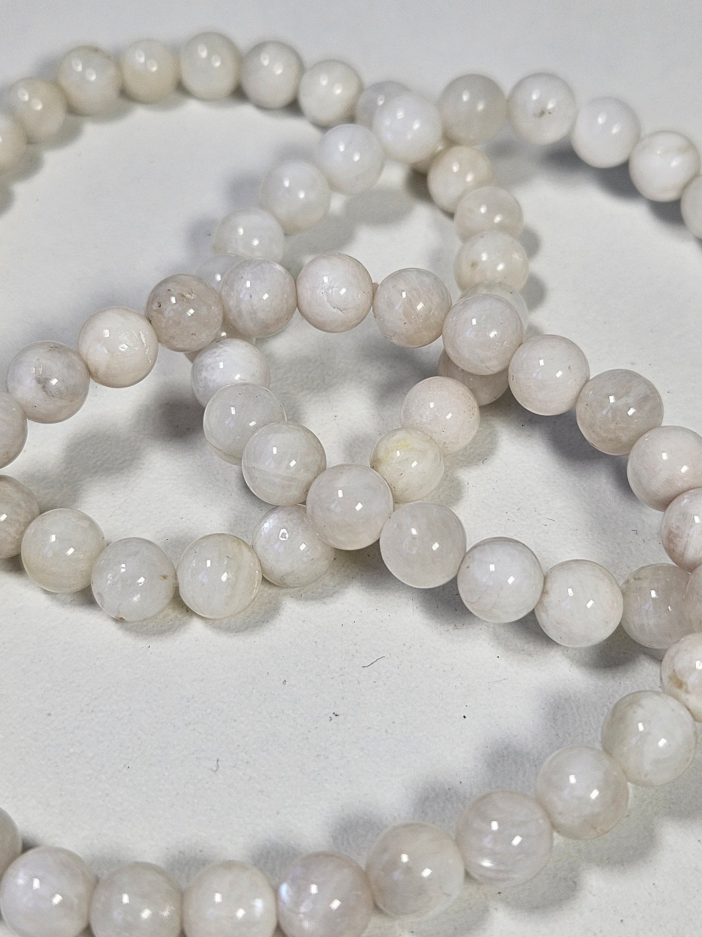 Witte maansteen armband 6mm