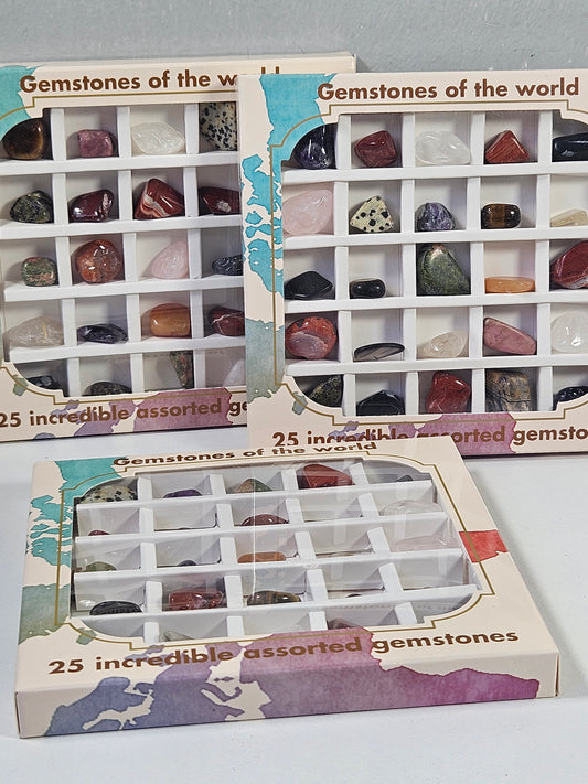 Verzamelbox met 25 trommelsteentjes