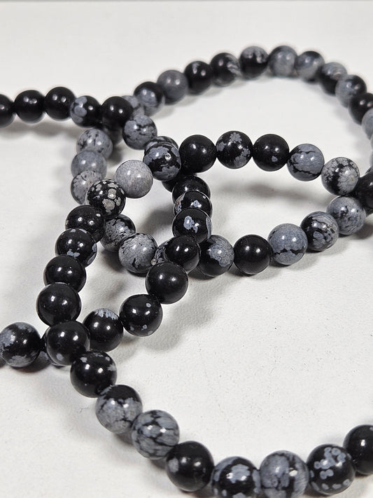 Sneeuwvlok obsidiaan armband 6mm
