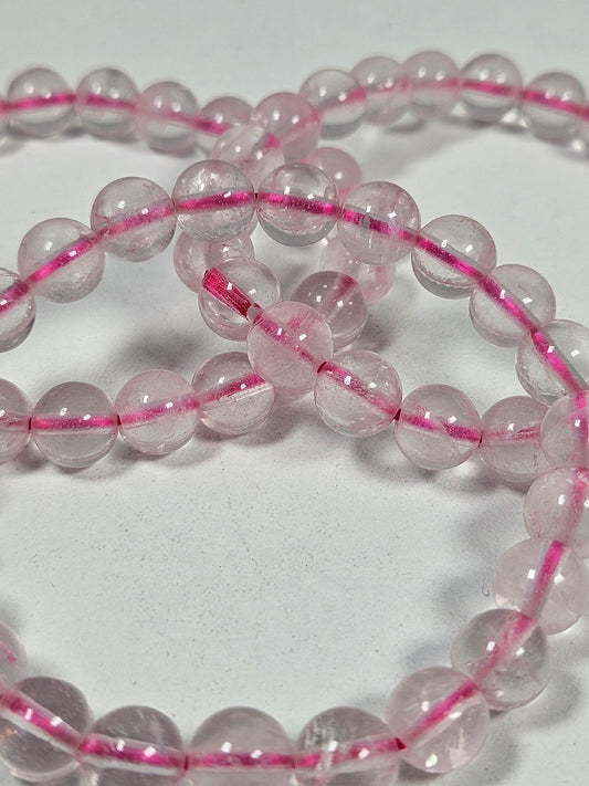 Rozenkwarts armband 8mm (helder)