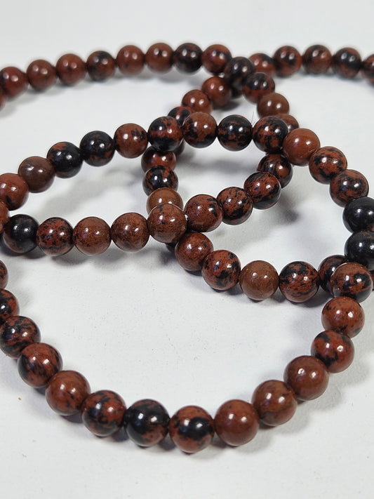 Mahonie obsidiaan armband 6mm