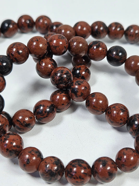 Mahonie obsidiaan armband 8mm