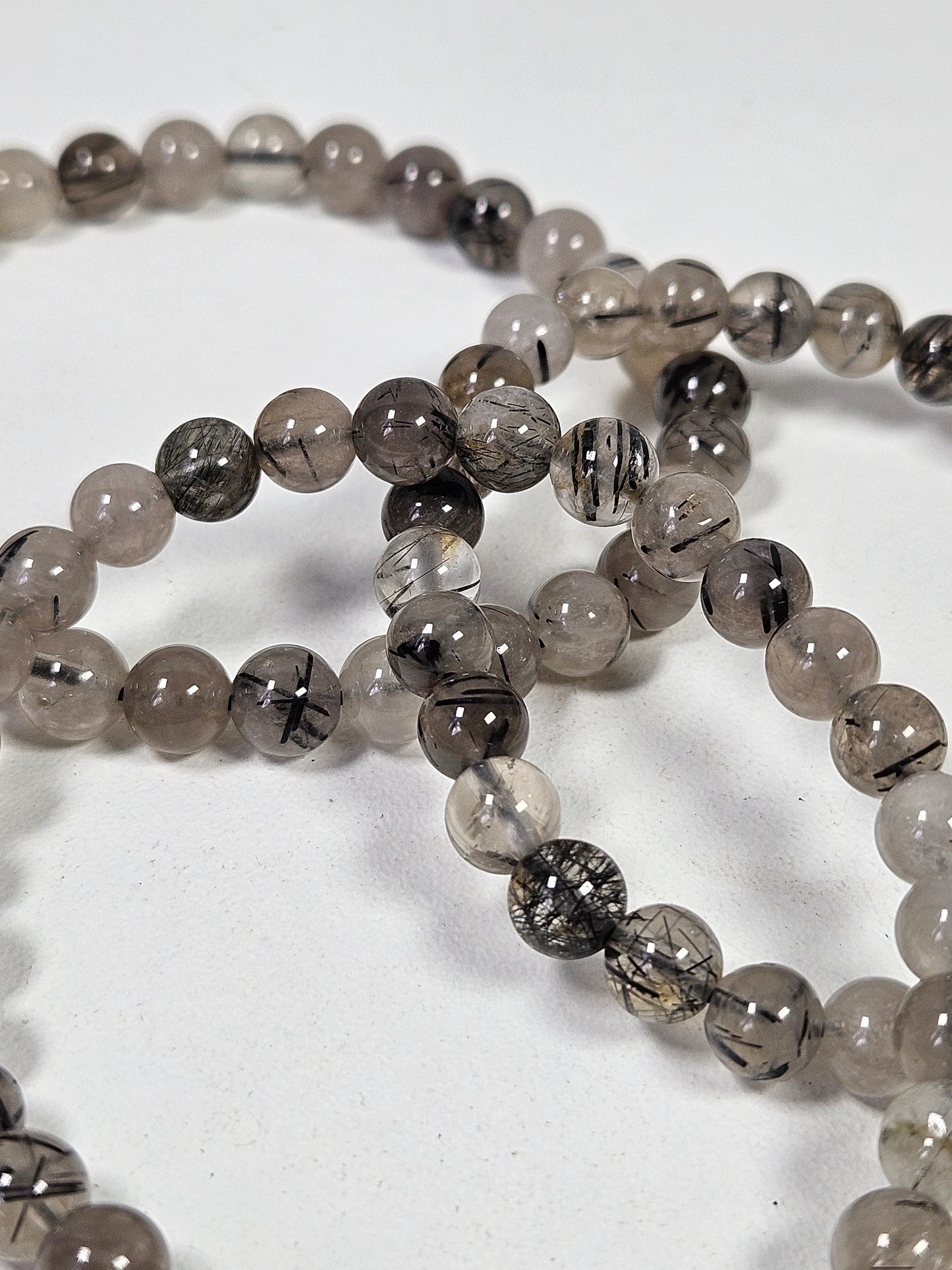 Zwarte toermalijn in kwarts armband 6mm