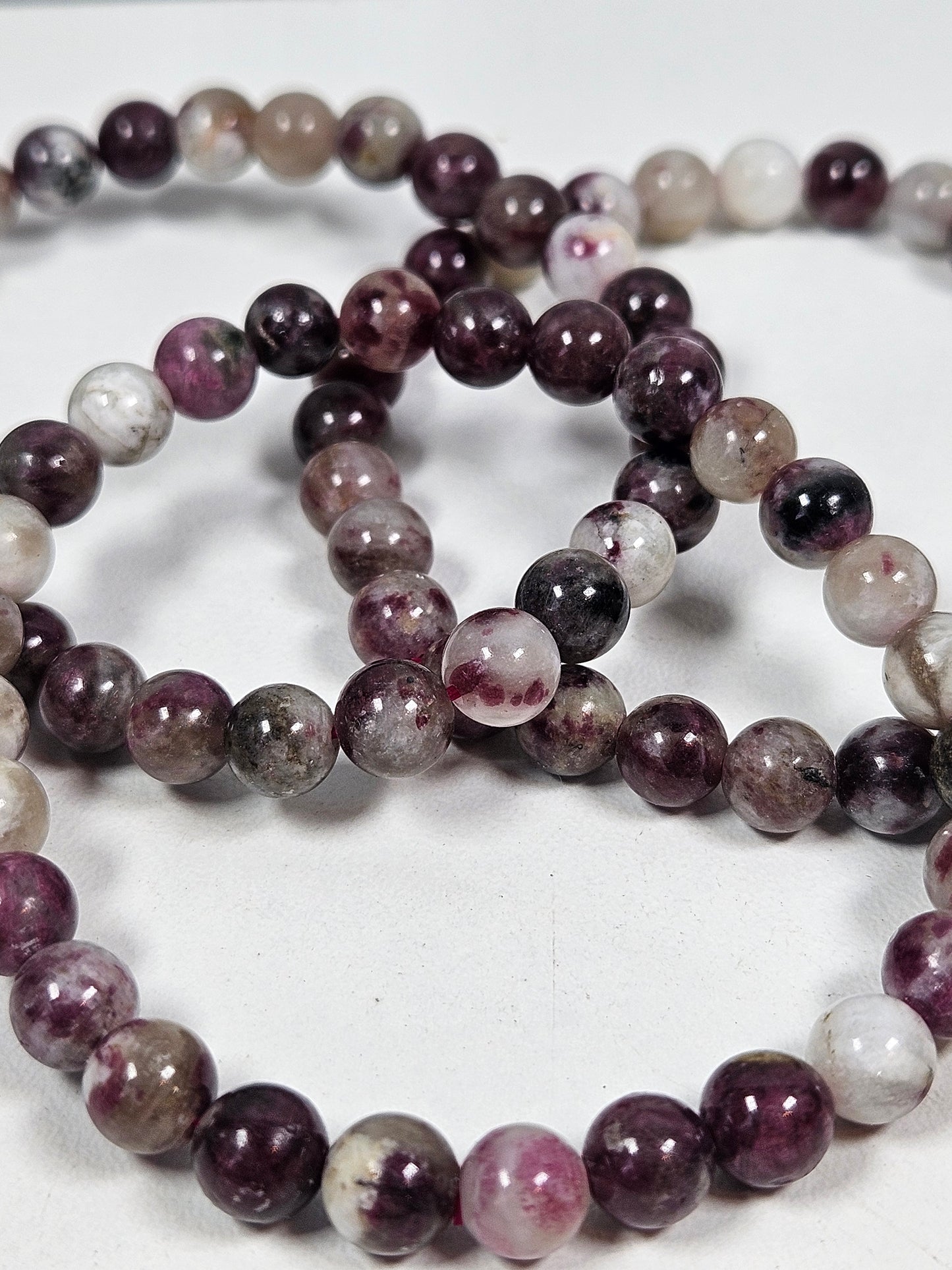 Roze toermalijn in kwarts armband 6mm