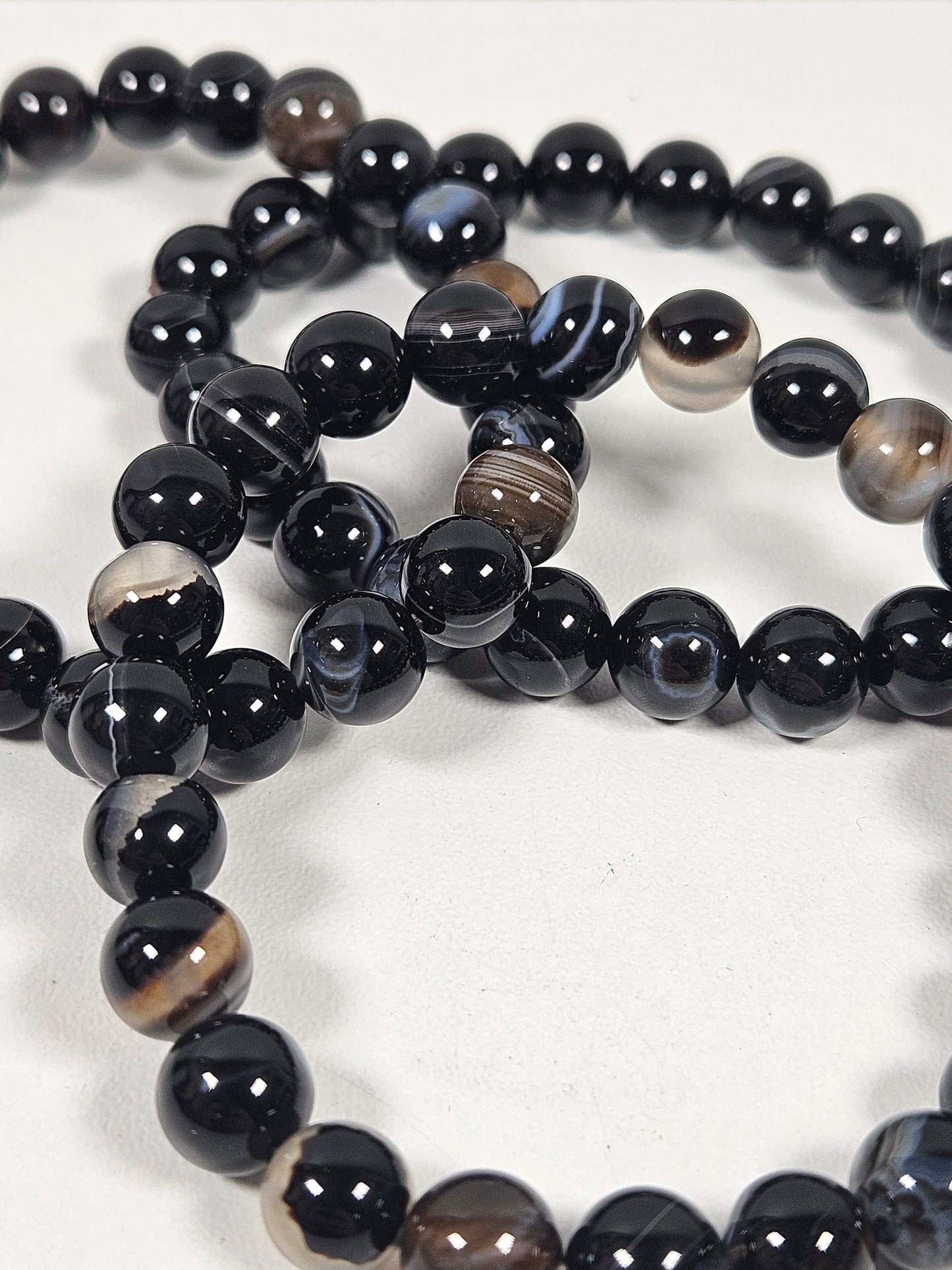 Schwarzes Achat Armband 8mm