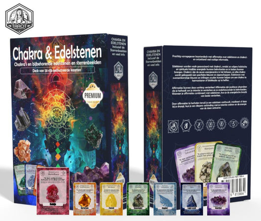 Chakra & Edelstenen. Leer- en instructiekaarten, Chakra en bijbehorende edelstenen en sterrenbeelden, Nederlands)