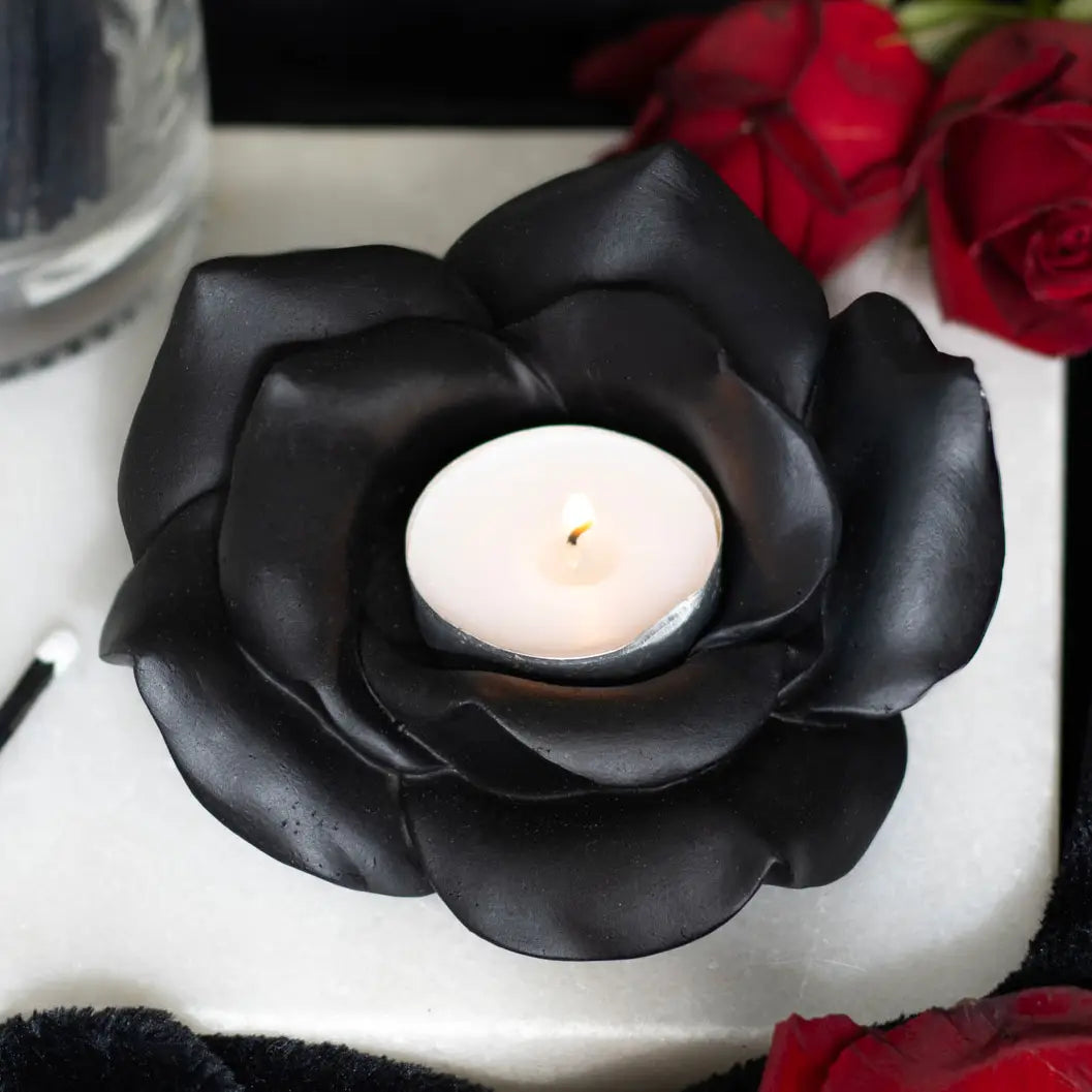 Zwarte Roos Waxinelichthouder