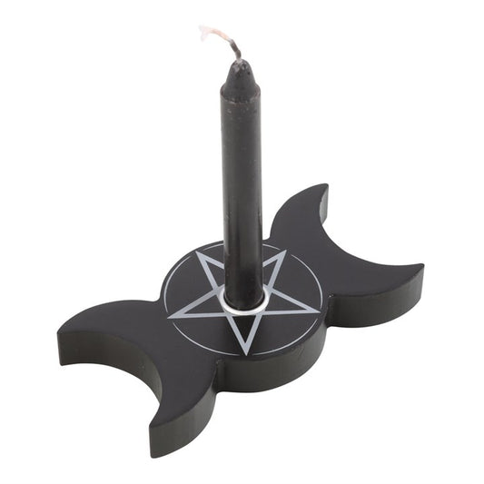 Spell Candle Houder Triple Moon Zwart