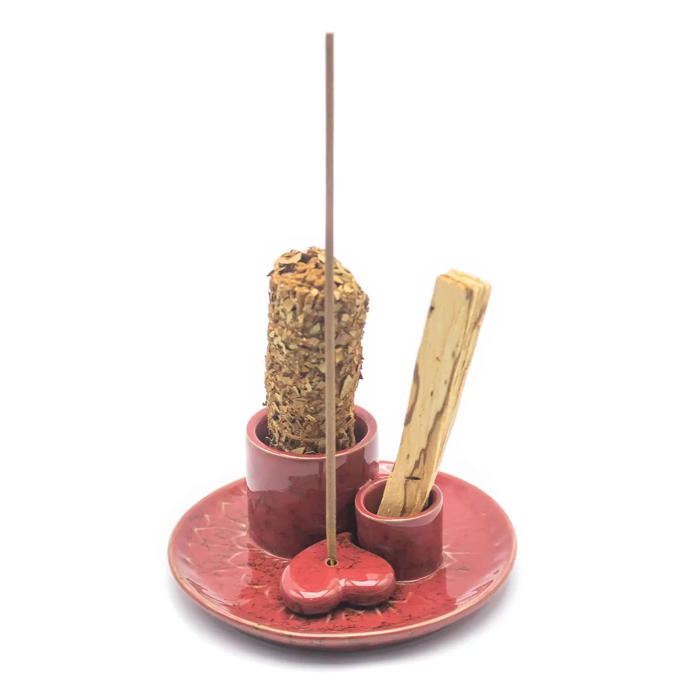 Keramiek 3 in 1 houder rood