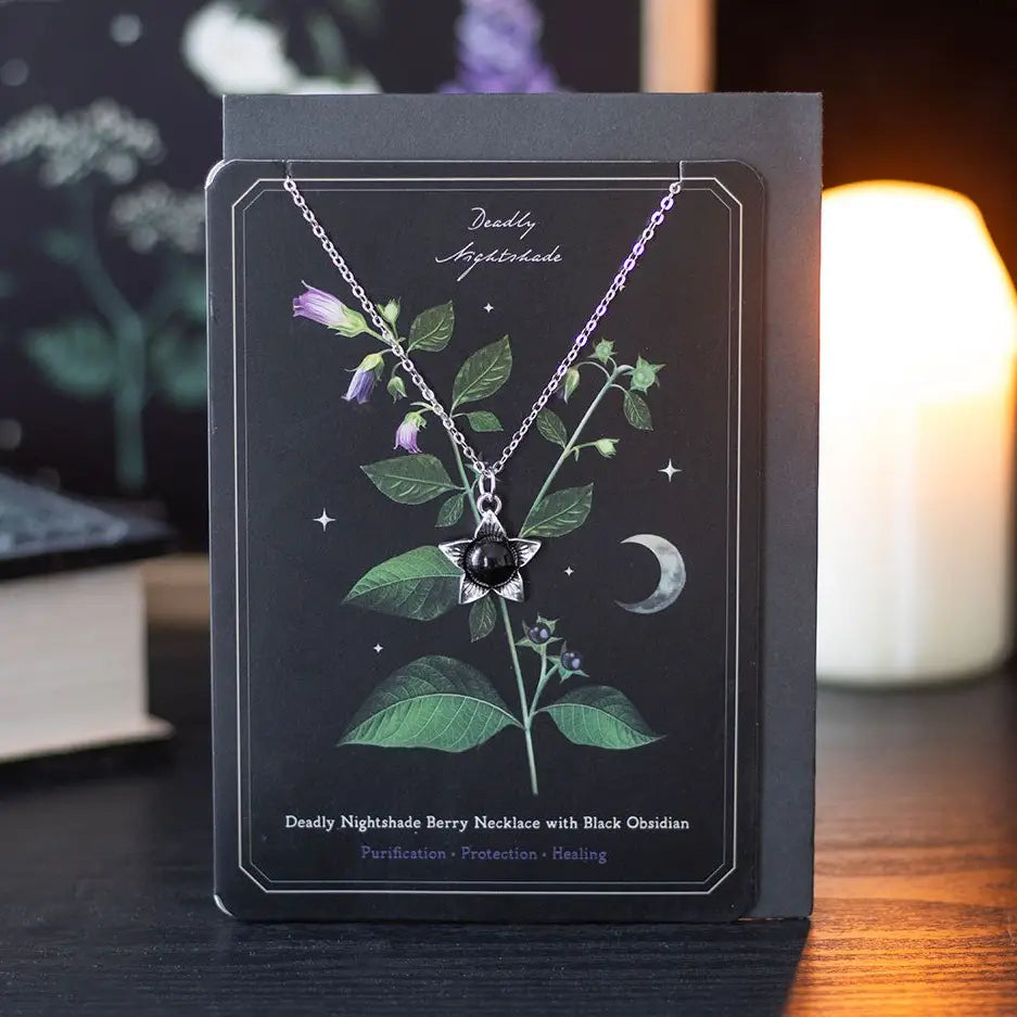Obsidiaan Deadly Nightshade Ketting met Wenskaart