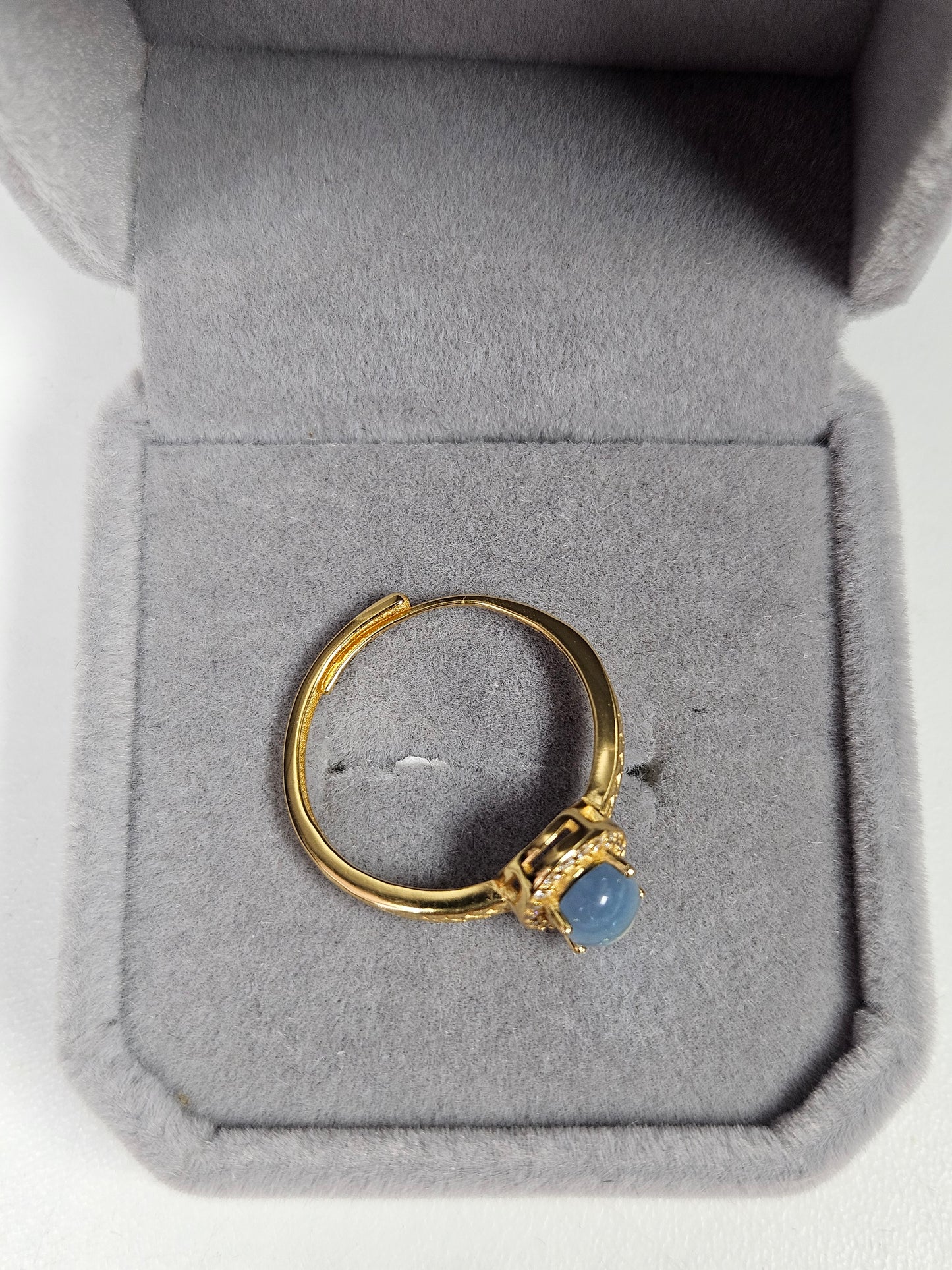 Aquamarijn s925(verguld) verstelbare ring nr79