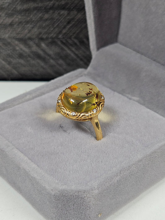 Amber s925 (verguld) verstelbare ring nr44