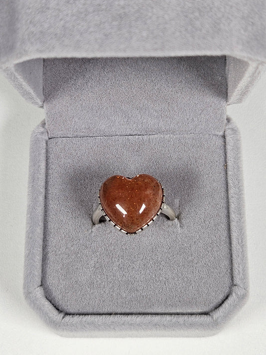 Zonnesteen s925 (zilver) verstelbare ring nr55