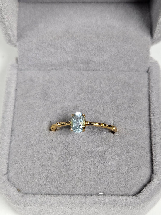 Aquamarijn s925(verguld) verstelbare ring nr24