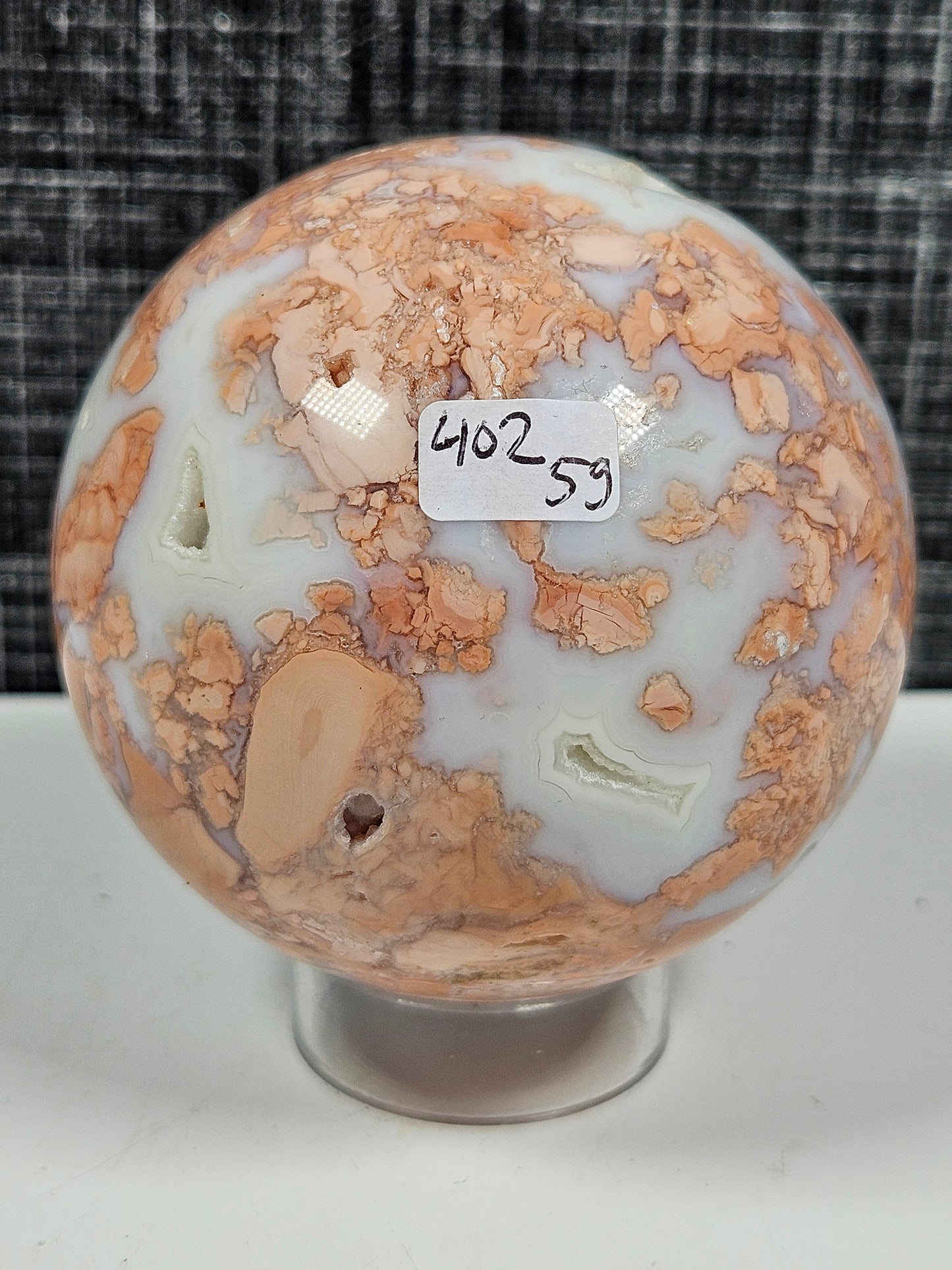 Roze agaat bol 402 gram