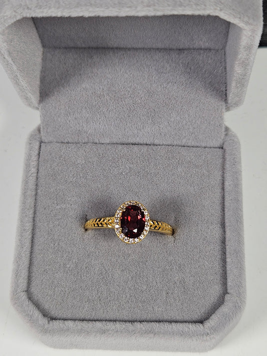 Granaat s925(verguld) verstelbare ring nr8