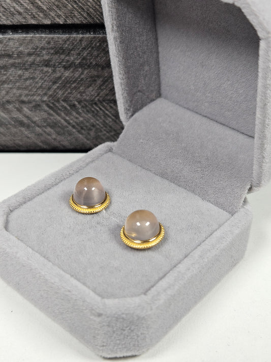 Rozenkwarts s925(verguld) oorbellen nr63