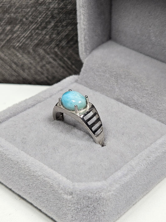 Larimar s925(zilver) verstelbare ring nr23