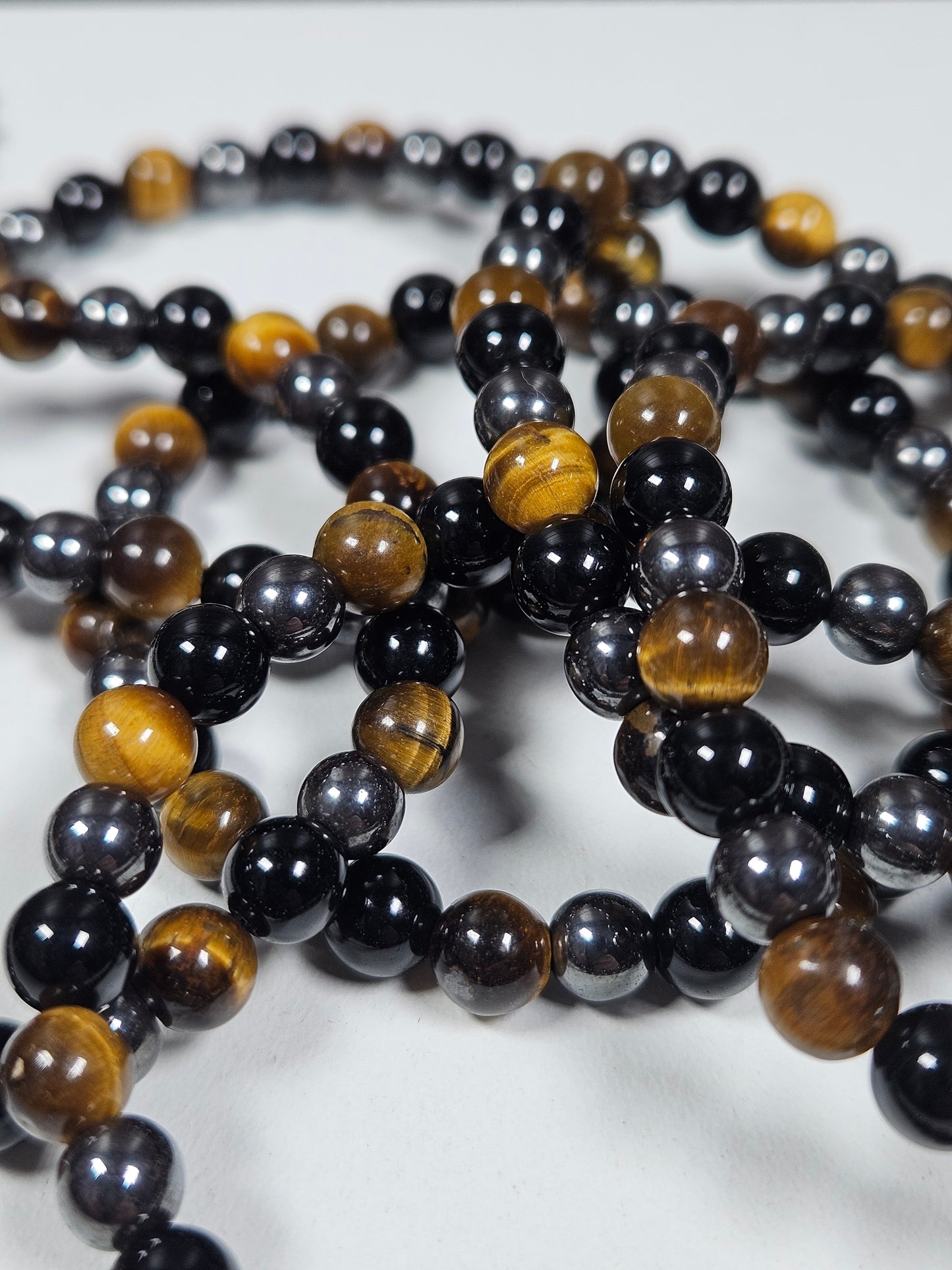 Hematiet/Tijgeroog/Obsidiaan armband 6mm