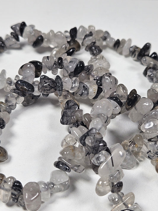 Zwarte toermalijn in kwarts splitarmband