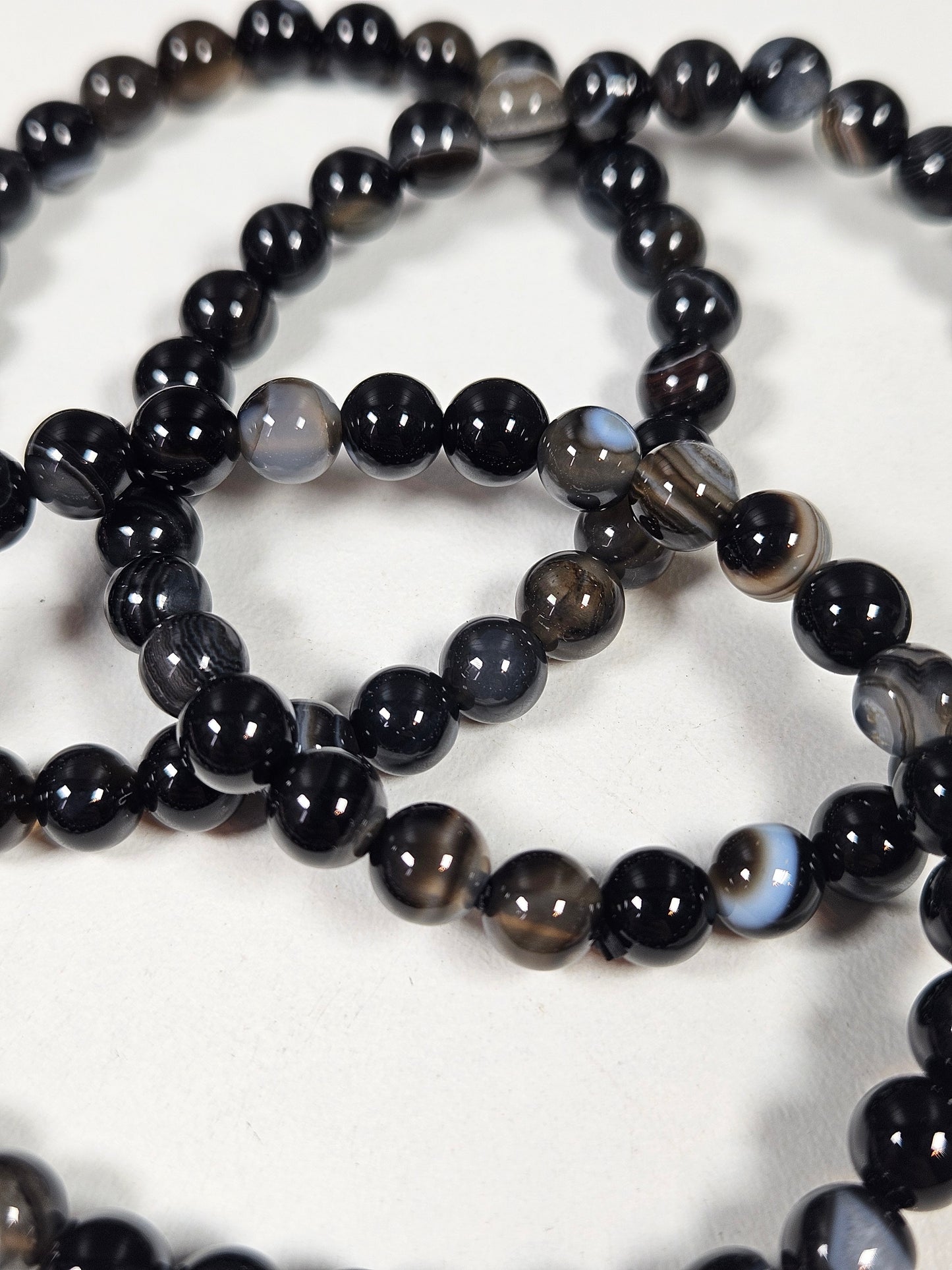 Zwarte agaat armband 6mm