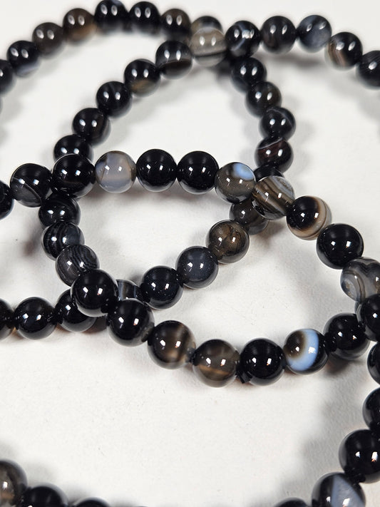 Zwarte agaat armband 6mm