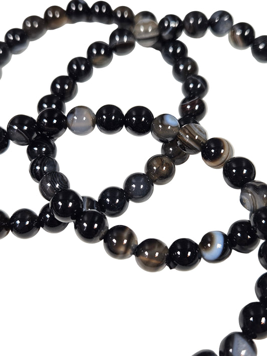 Zwarte agaat armband 6mm