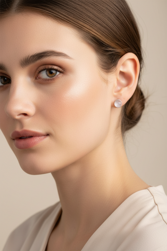 Bergkristal Sterling zilver oorknopjes