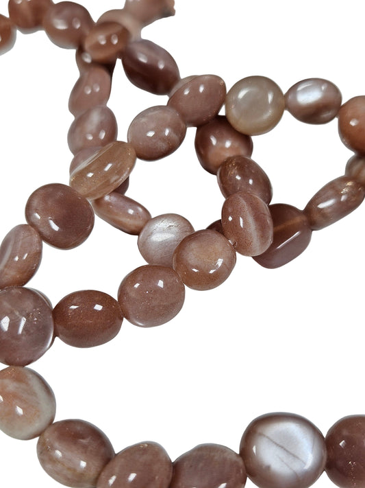 Roze Maansteen/Zonnesteen trommelsteenarmband 9mm