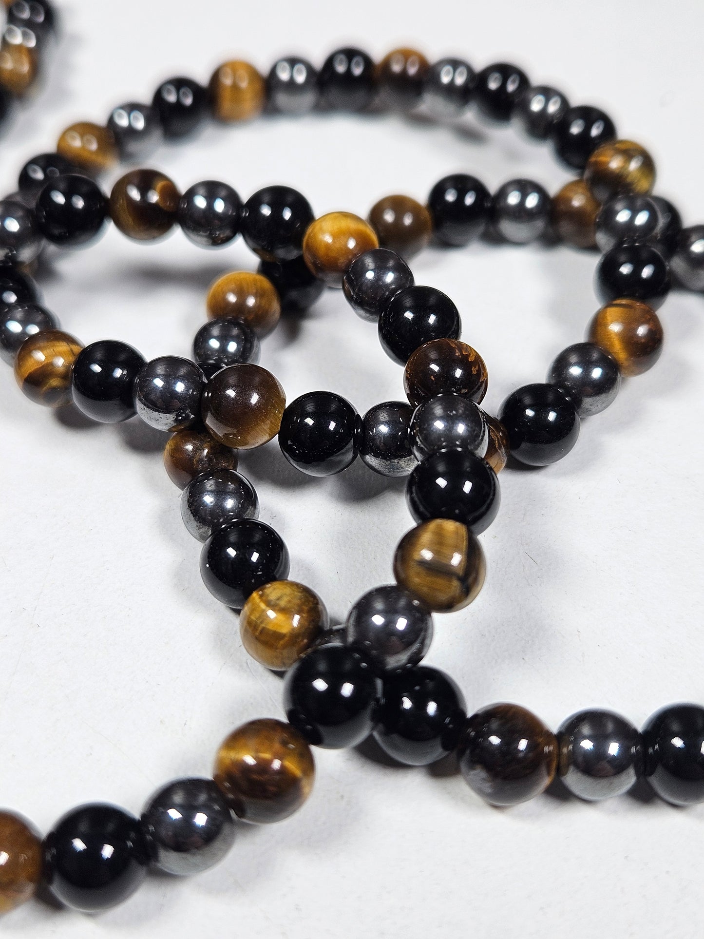 Hematiet/Tijgeroog/Obsidiaan armband 6mm