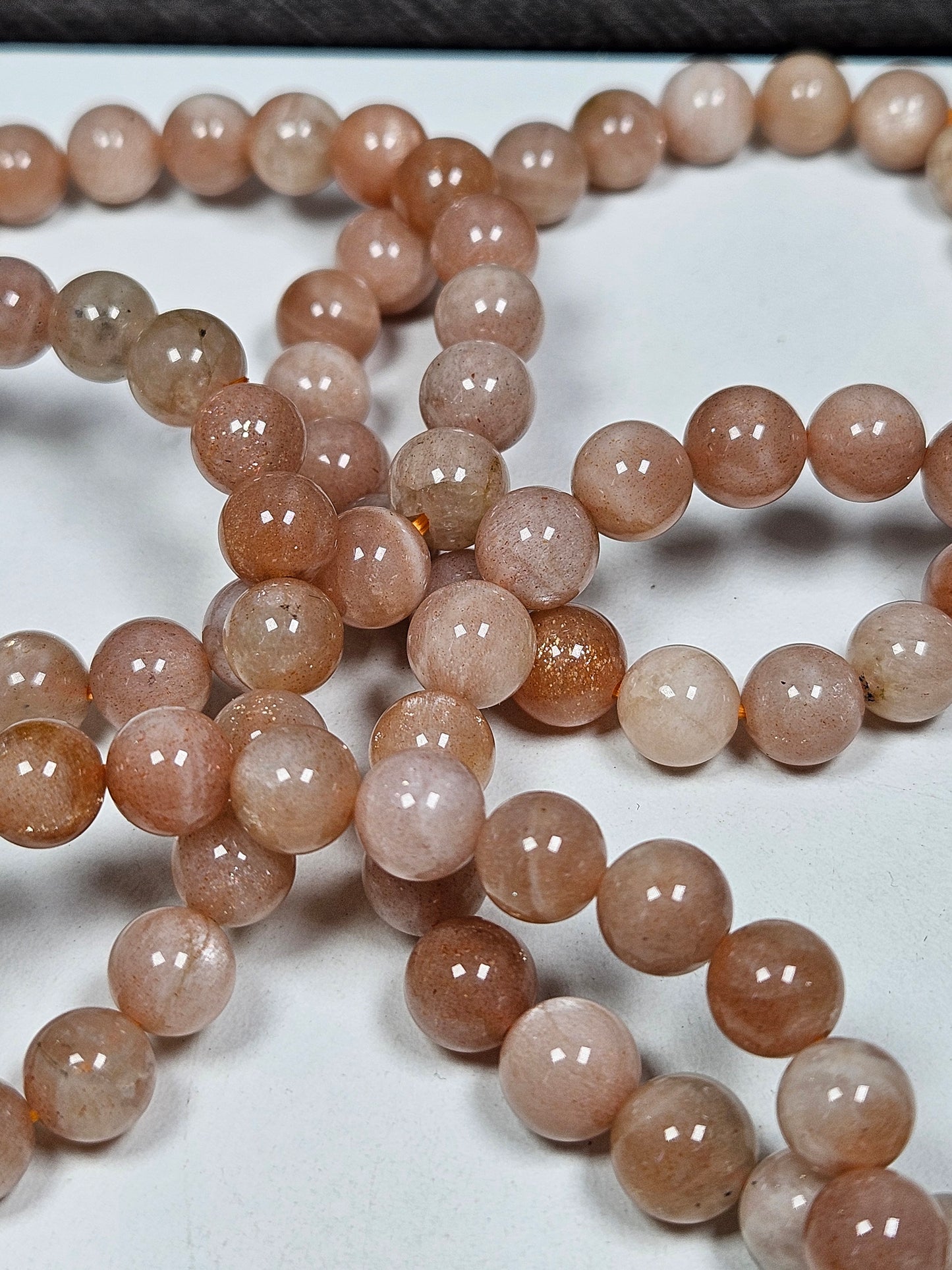 Roze Maansteen/Zonnesteen armband 8mm