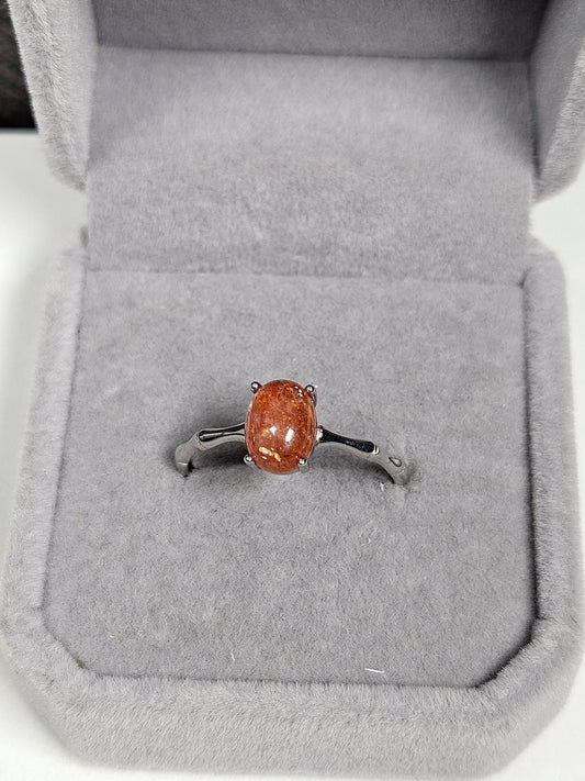 Zonnesteen s925(zilver) verstelbare ring nr27