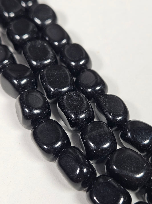 Zwarte Obsidiaan trommelsteen kralenstreng 9mm