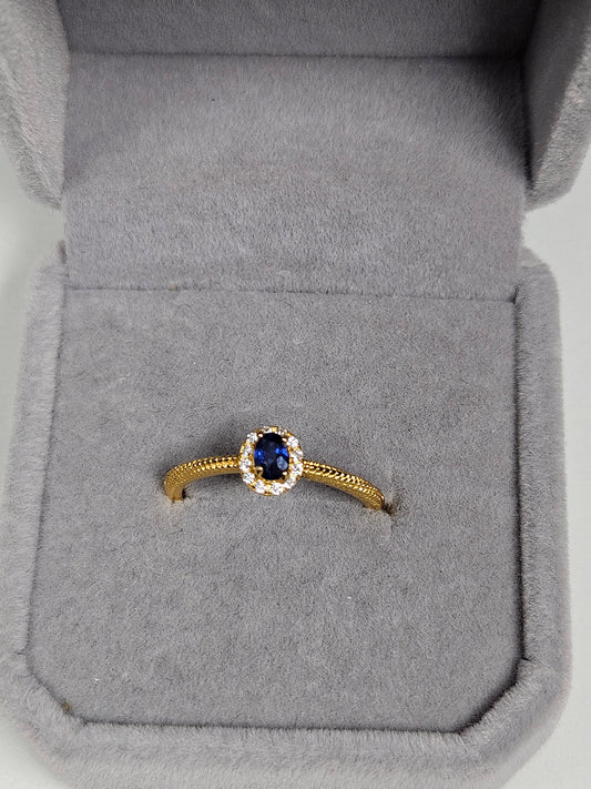 Saffier s925(verguld) verstelbare ring nr20
