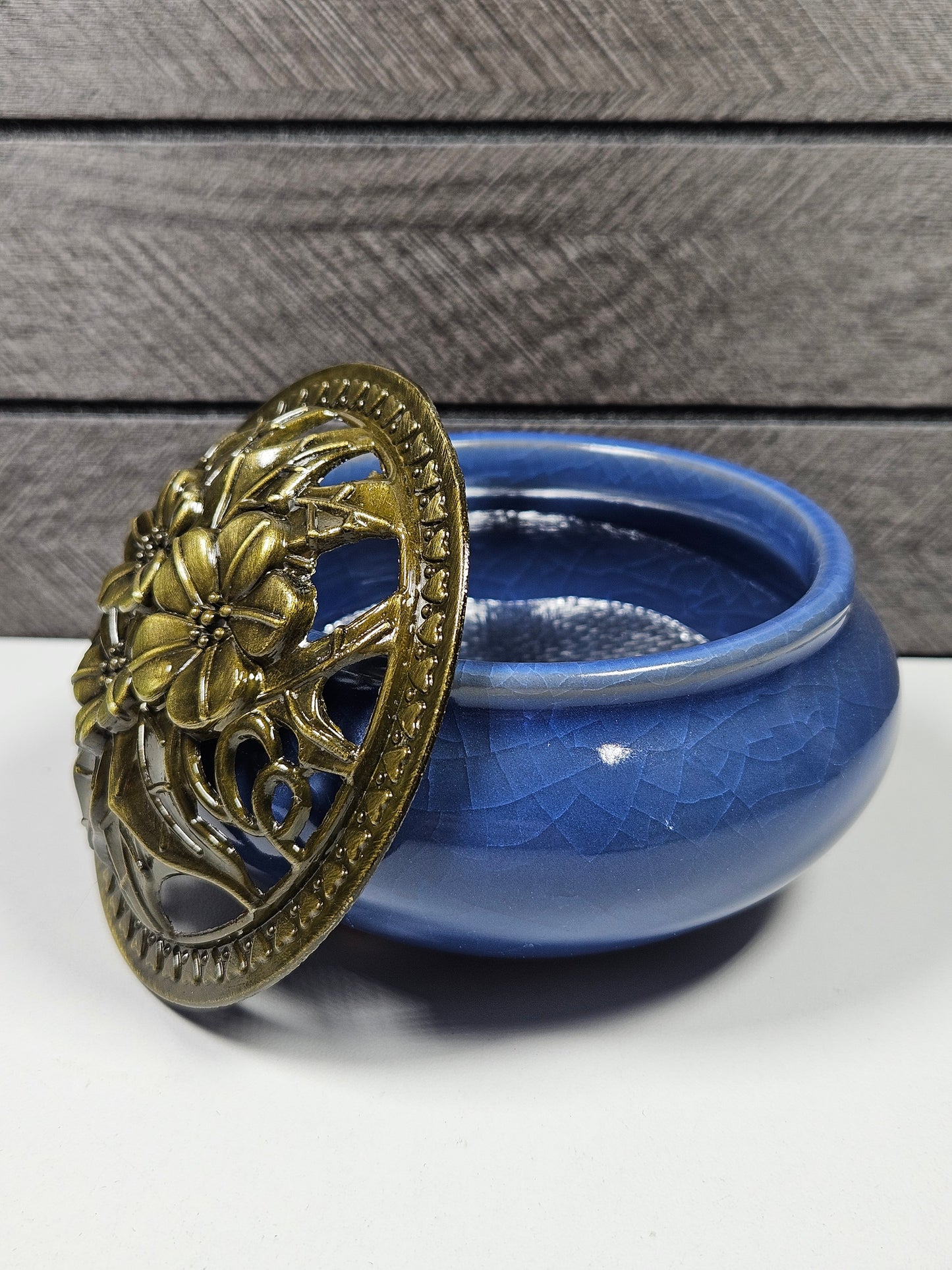 Wierookhouder bloemen blauw