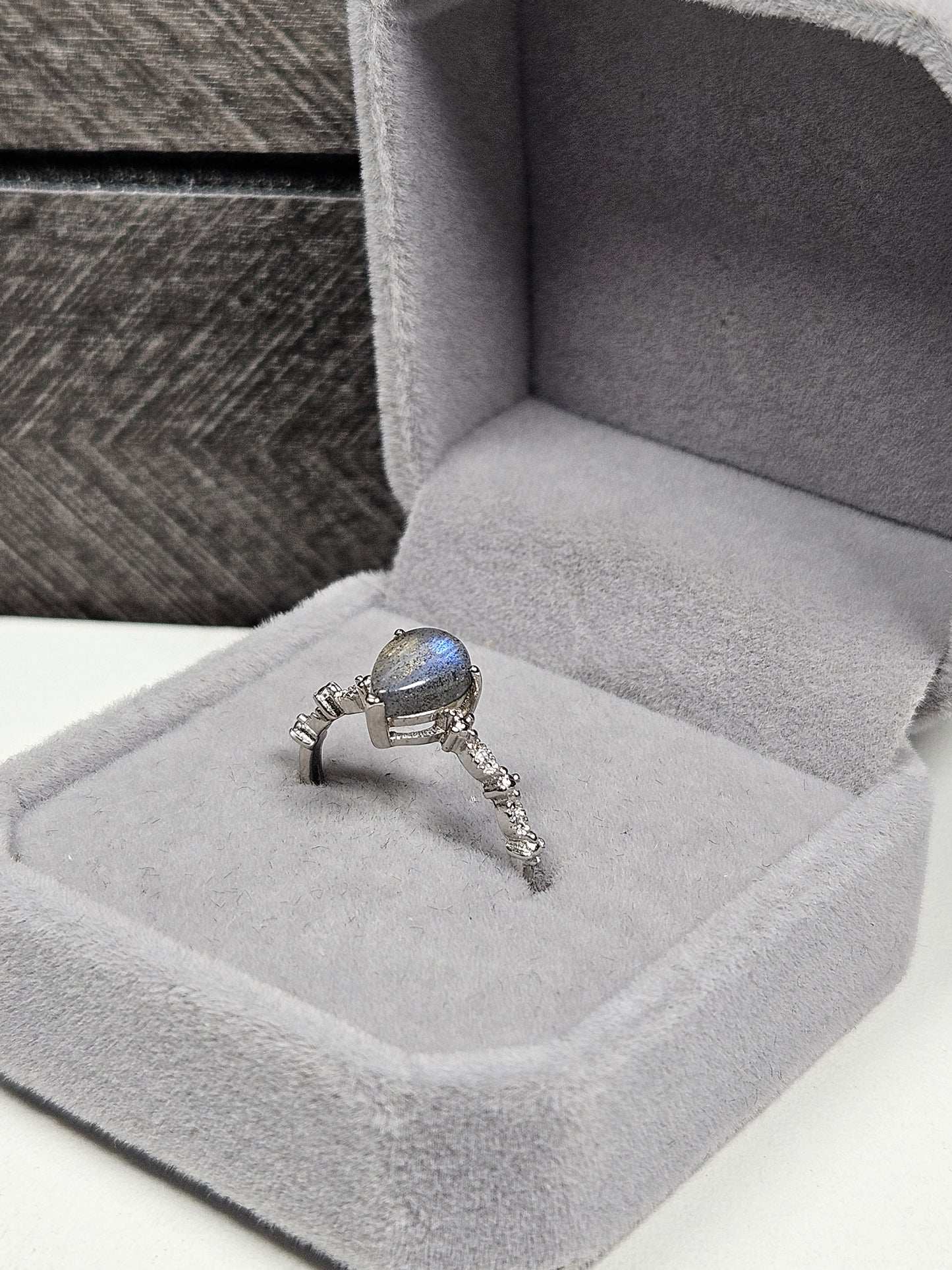 Labradoriet s925(zilver) verstelbare ring nr12