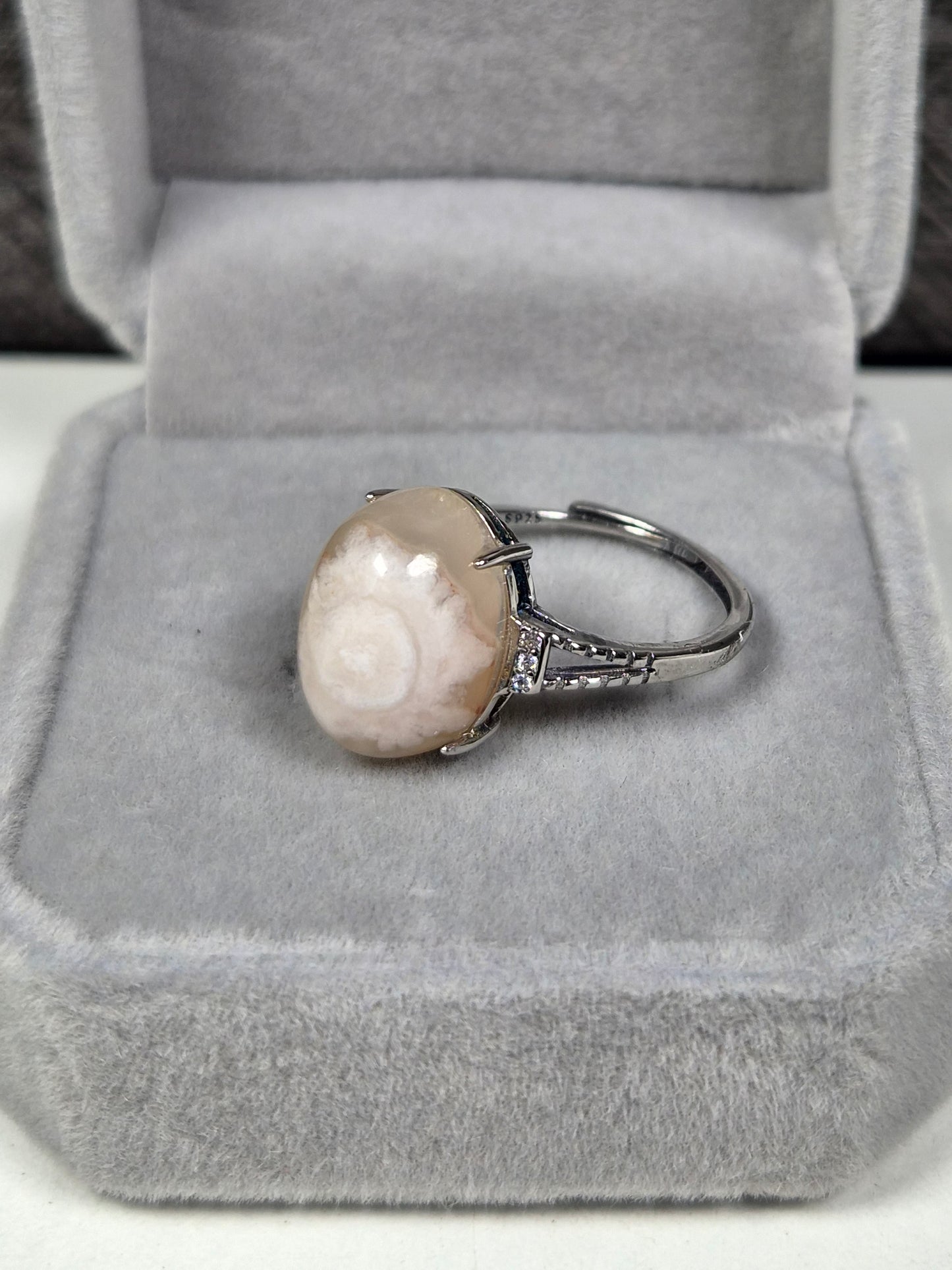 Bloemagaat s925 (zilver) verstelbare ring nr13