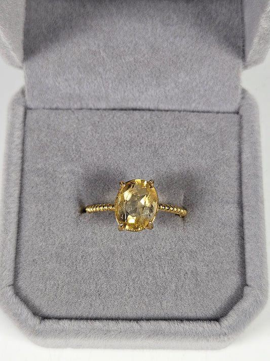 Citrien s925(verguld) verstelbare ring nr7