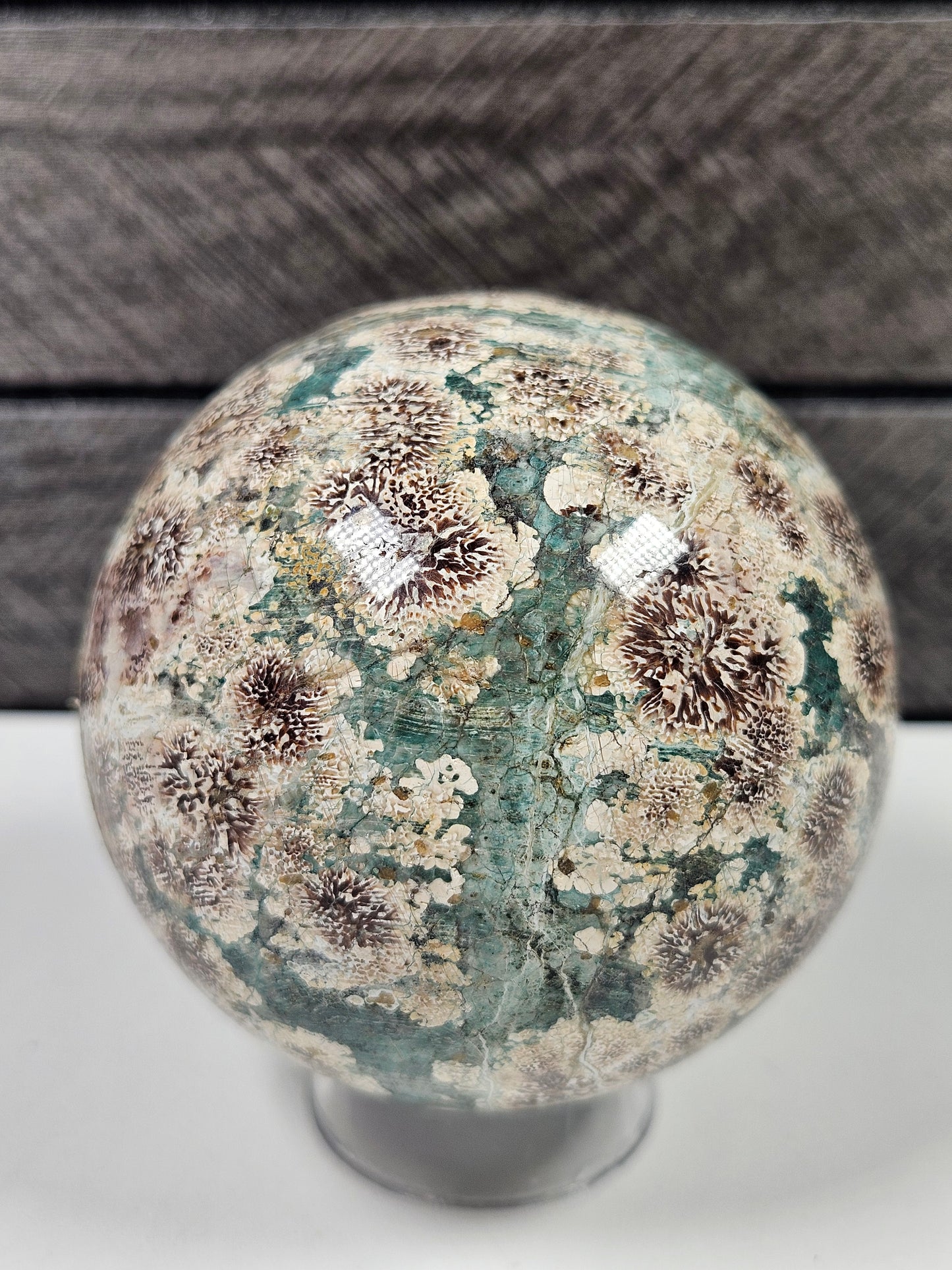 Groene bloem Jaspis bol 380 gram