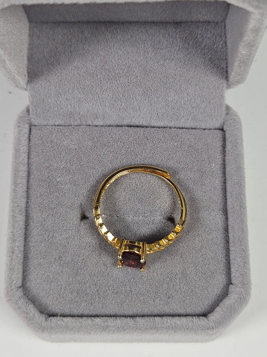 Granaat s925(verguld) verstelbare ring nr28