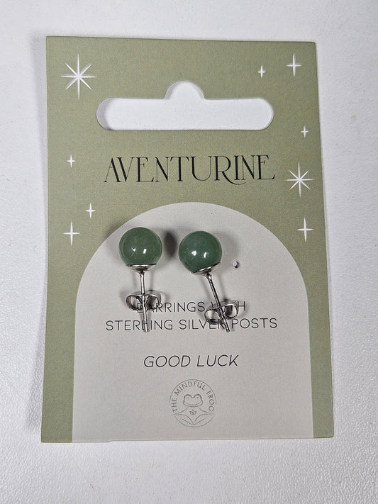 Groene Aventurijn Sterling zilver oorknopjes