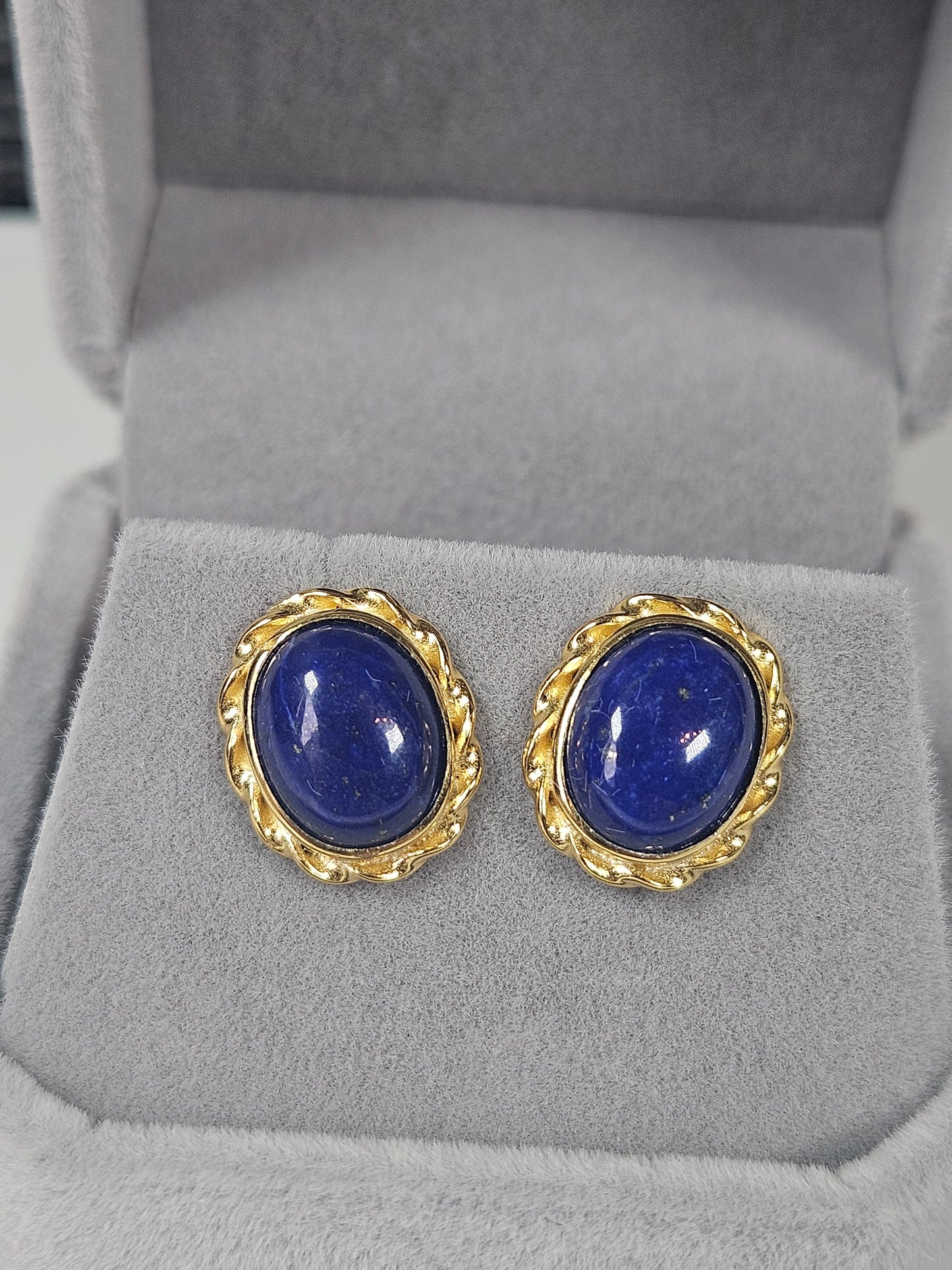 Lapis lazuli s925 (verguld) oorbellen nr33