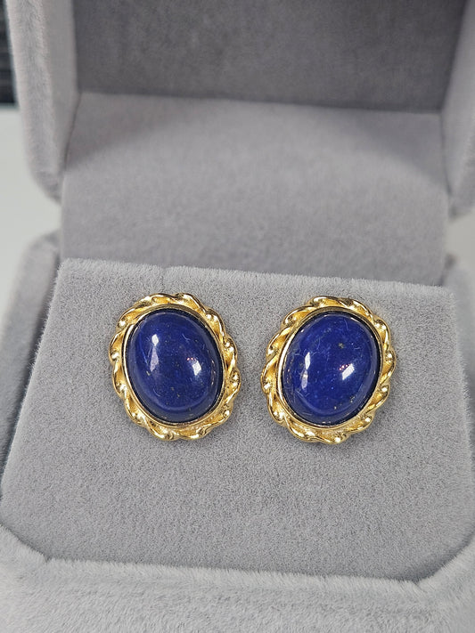 Lapis lazuli s925 (verguld) oorbellen nr33