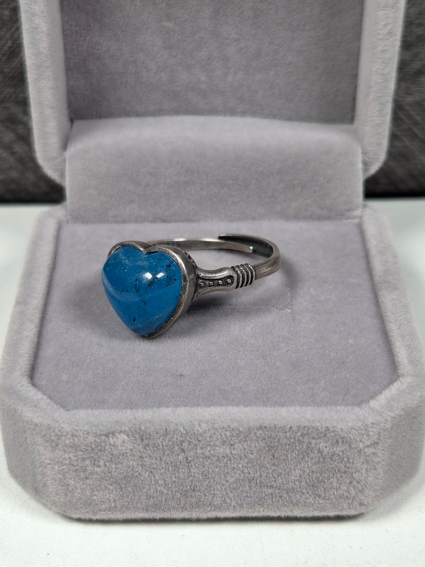 Blauwe apatiet s925 (zilver) verstelbare ring nr17