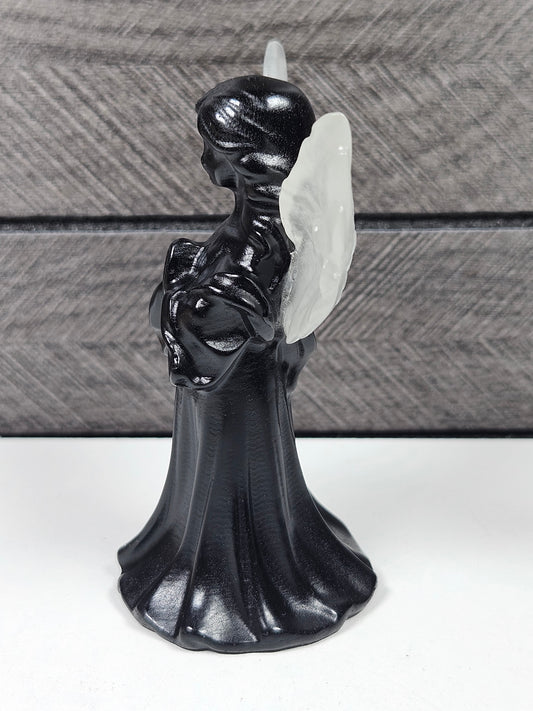 Obsidiaan Engel met Seleniet Vleugels