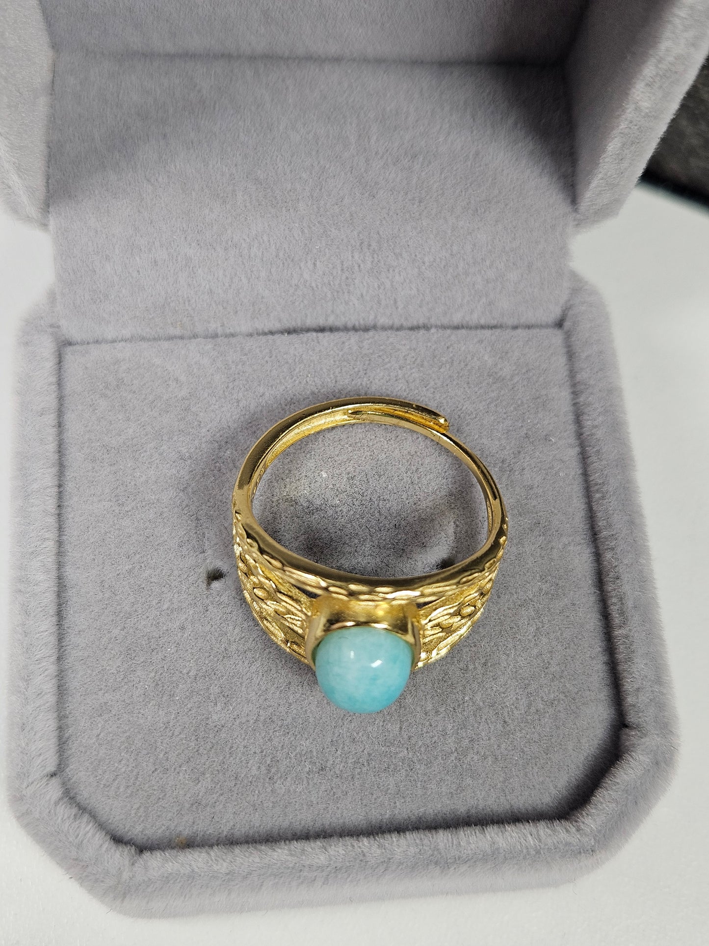 Amazoniet s925(verguld) verstelbare ring nr67
