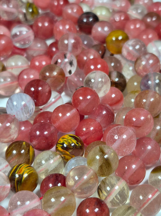 Glas (Aardbei/Andara Obisidaan) Kralenstreng 10mm (Man-Made)
