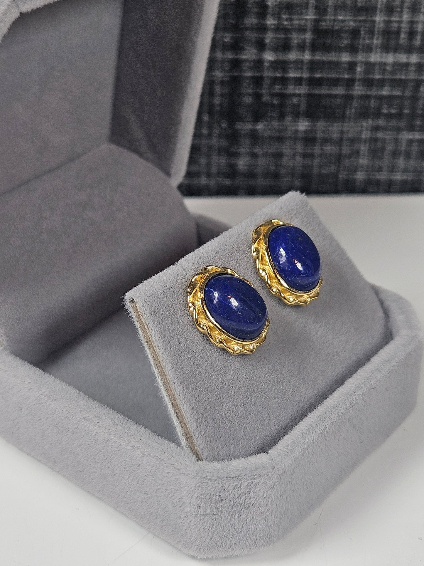 Lapis lazuli s925 (verguld) oorbellen nr33