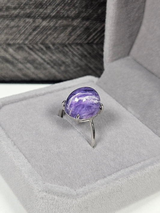 Charoïet s925 (zilver) verstelbare ring nr3