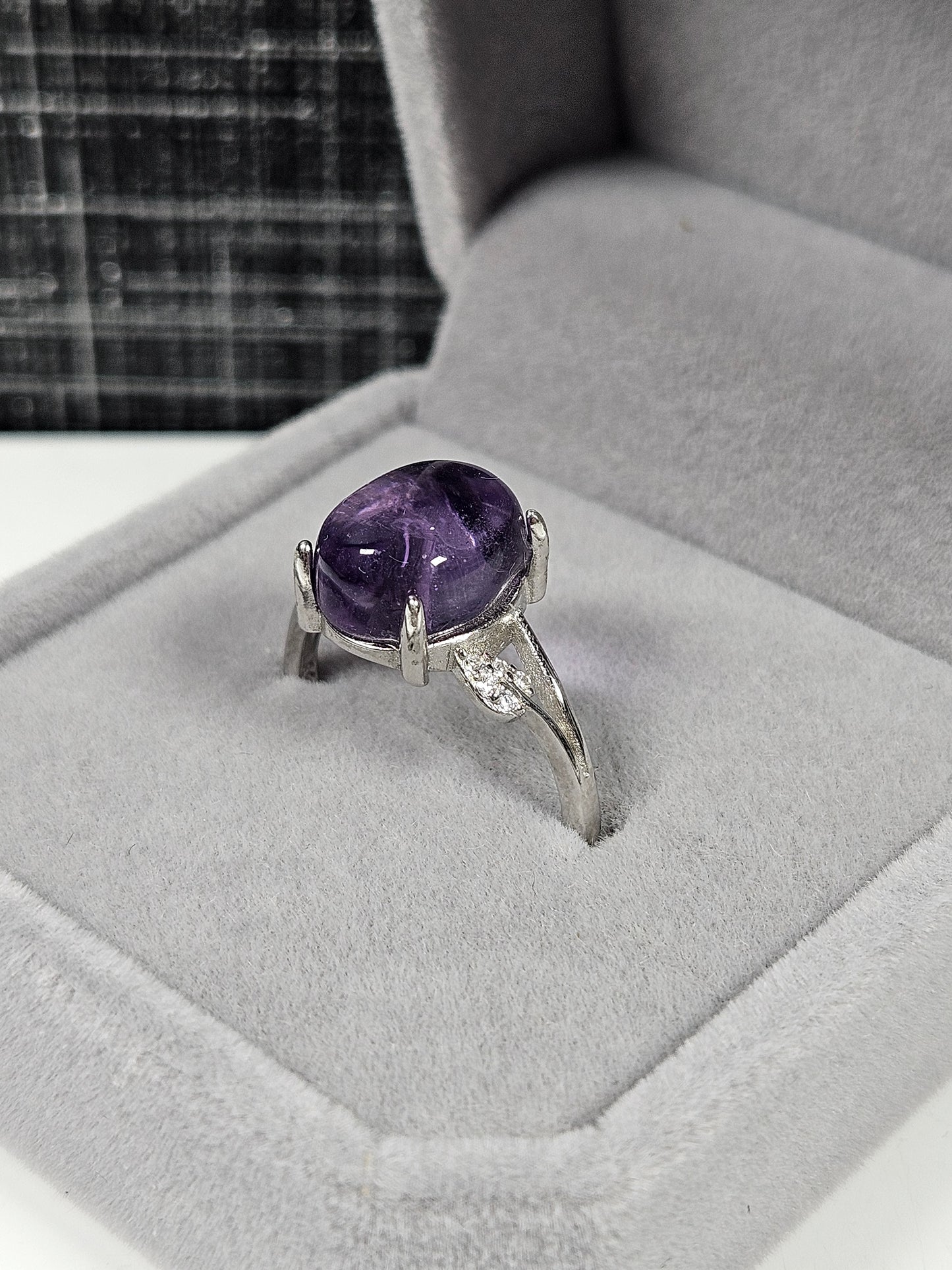 Amethist s925 (zilver) verstelbare ring nr45